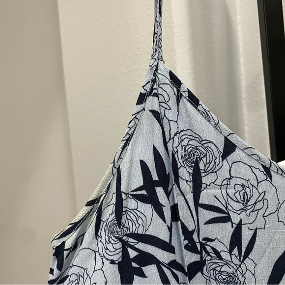 Thakoon Collective Leaf A-Line Midi Dress Floral Blue Womens Size 4 Rose Print - Picture 6 of 9